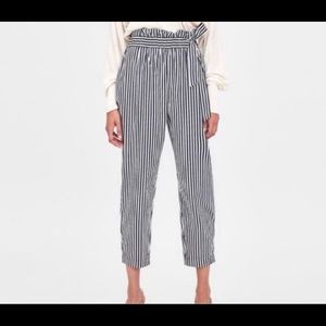 Zara striped paper bag pants